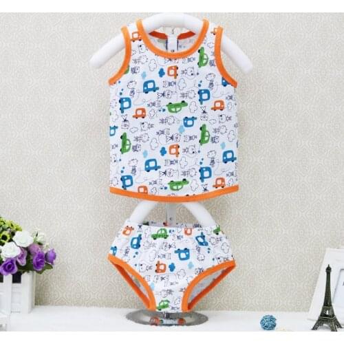 2021 New Style Children Pure 100% Cotton Sleeveless tank tops+underwear 2 pcs/set Boys Clothing Summer Shirts Clothes outfits