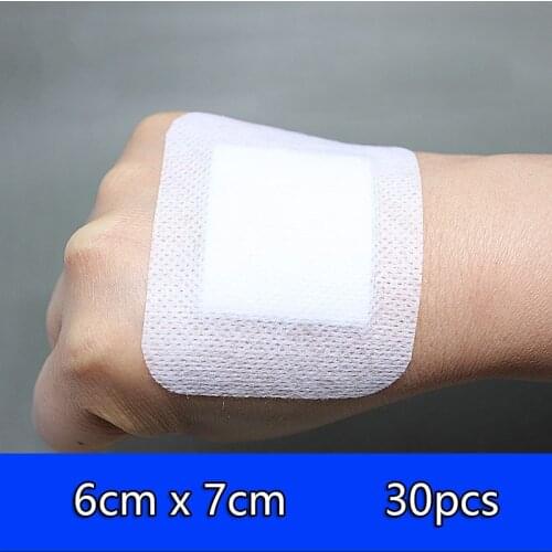 30 PCS 6cm*7cm Medical Wound Dressing Tape Large Band-aids Breathable Non-woven Medical Supplies For Wound First aid Hemostasis