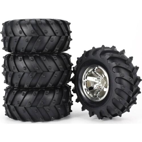 4Pcs Rim Rubber Tyre 125mm Plastic Hub for RC 1/10 Car Monster Truck HSP HPI