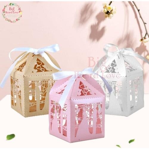 50pcs/lot Laser Cut Candy Box Love Bride Groom Heart Candy Chocolate Box Wedding Favor Candy Box Wedding Party Decoration Gift
