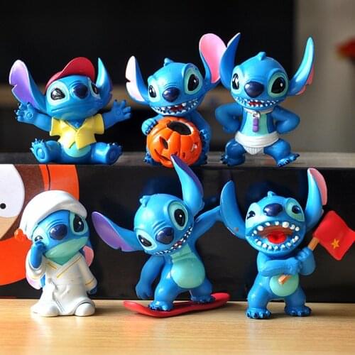 6pcs/set Anime Cartoon Mini Lilo Stitch PVC Model Halloween Style Action Figures Toys Child Gifts Toys