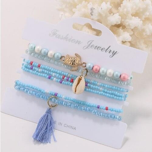 7pcs/set Handcraft Boutique Fashion Multilayer Crystal Stone Beads Strand Bracelets Tassel Bangles Pulseras Boho Mujer