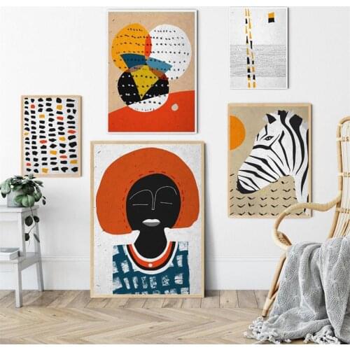 African Black Woman Zebra Abstract Lines Shapes Wall Art Canvas Painting Posters And Prints Wall Pictures For Living Room Decor
