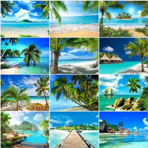 AZQSD Coloring By Number Sea Drawing On Canvas Frame Painting By Number Landscape Kits Handpainted Wall Art