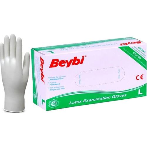 Beybi Latex Powdered Multi-Purpose Use Horse Gloves Latex 100 PCs (L) Large/Big