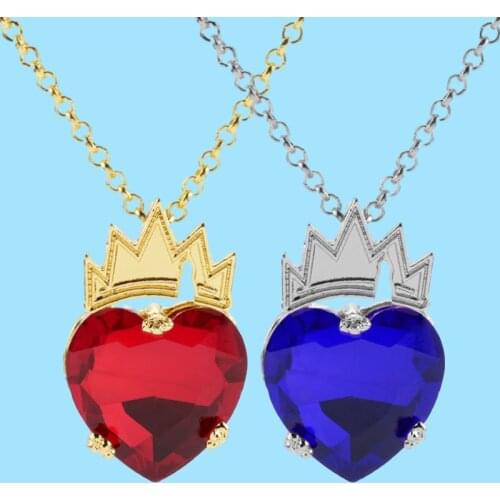 Descendants Movie Evies Red Heart Necklace Evie Fairest Heart Crown Necklace Queen of Hearts Costume Fan Jewelry
