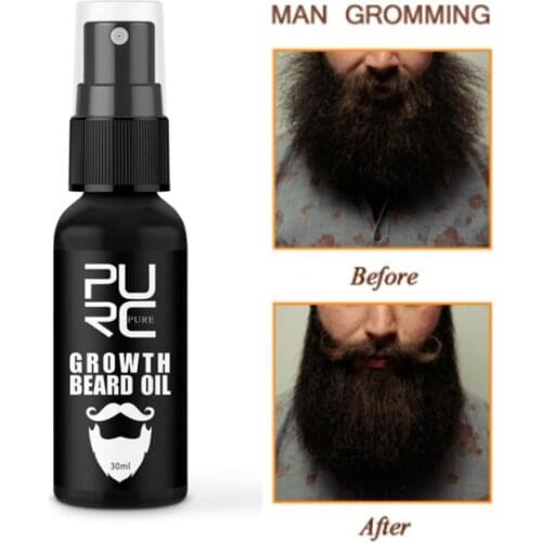 Pure Beard Growth Oil Men Anti Hair Loss Grow Moustache Essence Oil Thicker Fuller Gentlemens Beard Hair Extension Pro 30ml