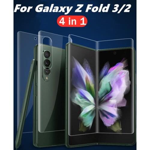 4 in 1 Hydrogel Film for Samsung Z Fold 3 Z Fold2 5G Front Back Screen Protector Camera Len Film For Galaxy Z Fold2 Fold3