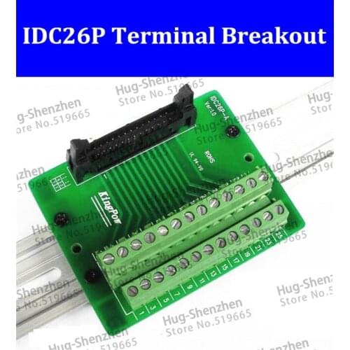 IDC26P IDC 26 Pin Male Connector to 26P Terminal Block Breakout Board Adapter PLC Relay Terminals DIN Rail Mounting