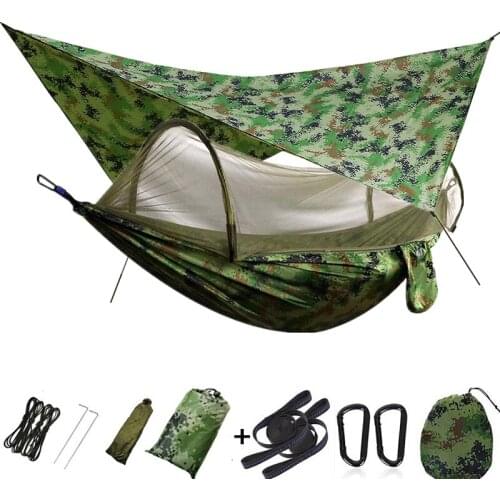 Camping Hammock with Mosquito Net and Rainfly Tarp Portable Double Hammock Tent for Outdoor Travel Backpacking Hiking Yard Beach