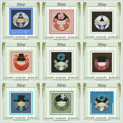 Chinese baby cartoon girl decor diy painting counted printed on canvas DMC 11CT 14CT kits Cross Stitch embroidery needlework Set