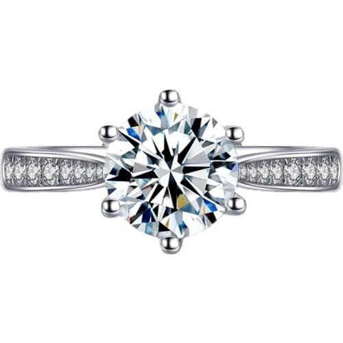 S925 Sterling Silver Rings Platinum Six-claw Carat Diamond Fine Jewelry Luxury Exquisite Elegant Woman Engagement Wedding Party