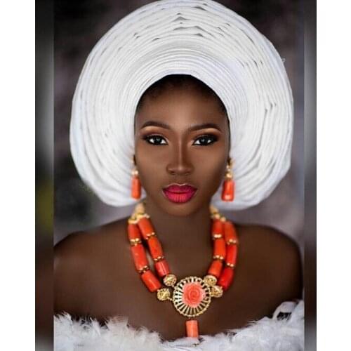 Nigerian Wedding Coral Beads Jewelry Set for Brides African Coral Women Costume Jewelry Set Real Coral Necklace Set CNR879