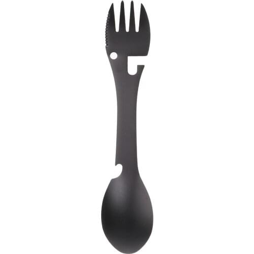 Stainless Steel Spoon + Fork + Bottle Opener Multi-use Tool Outdoors for Backpacking Camping Hiking