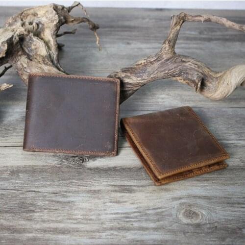 New original handmade crazy horse leather men short wallets genuine leather male purse high quality luxury wallet