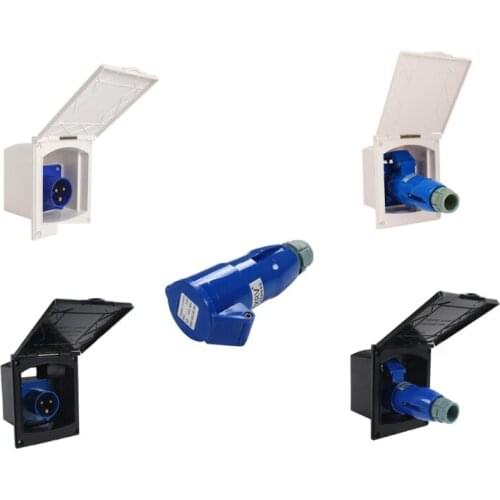 220V-240V 16A External Flush Hook Up Power Outlet Motorhome Trailer Flush Inlet Socket Automotive Accessories