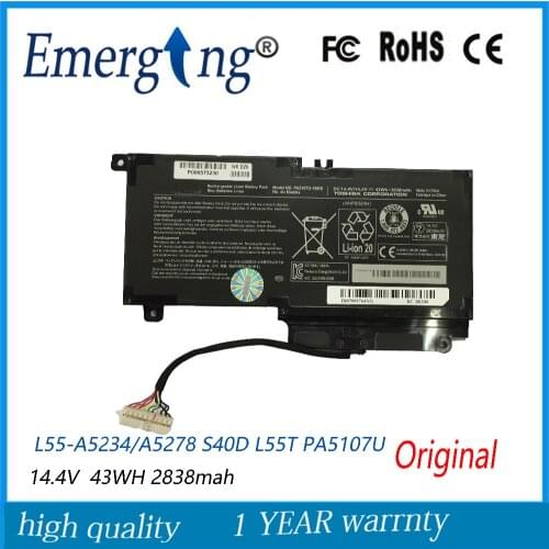 New Original 43Wh Laptop Battery for Toshiba L55-A5234/A5278 S40D L55T PA5107U