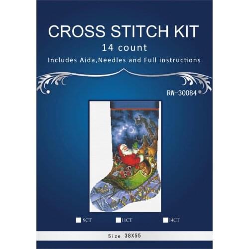 Oneroom Snow birds christmas sock Embroidery Crafts Needlework 14CT Unprinted Arts Cross Stitch Kits DMC DIY Quality 37