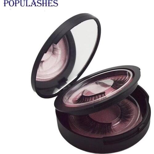 Wholesale Lash Packaging Single and Double Lash Cases 3D Mink Lashes Empty Case with tray Black and Pink Round Box Package