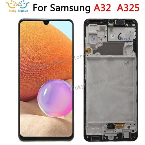 Original AMOLED Display for Samsung Galaxy A32 A325 A325F SM-A325M SM-A325F/DS LCD Touch Screen Digitizer Assembly with frame