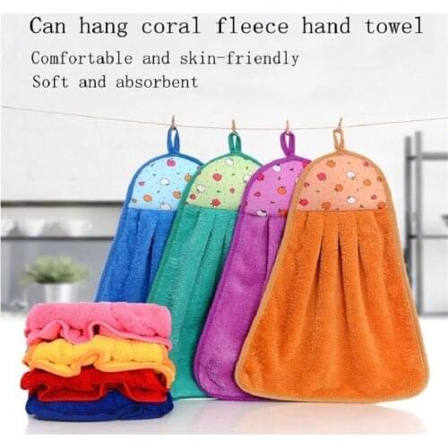 Coral Velvet Water Absorbent Towel Cute Baby Nursery Wipe Hand Towel Kitchen Used Hanging Dishcloths Children Bathing Towel