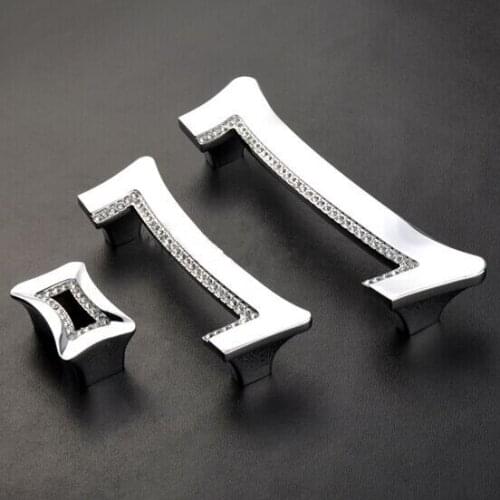 128mm Glass Crystal Dresser Pull Shiny silver kitchen Cabinet Handle chrome drawer wardrobe cupboard Furniture Handle pull knob