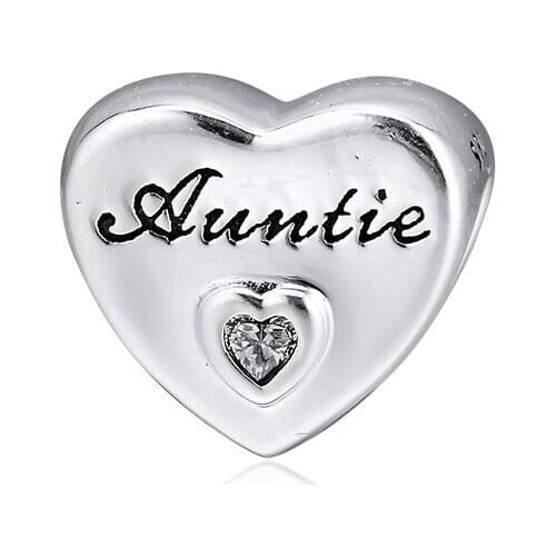 Charms 925 Original Fit Pandora Bracelets Sterling Silver Aunties Love Heart Charm Beads for Jewelry Making Women Berloque