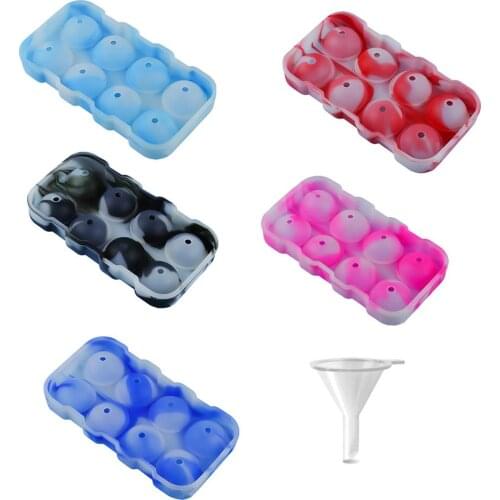Safe Silicone Camouflage Round Ice Ball Mould Durable Ice Cube Tray with 8 Holes Homemade Food-grade Creative Ice Box