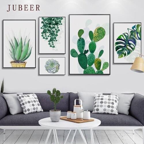 Scandinavian Style Plant Canvas Painting Cactus Leaves Wall Pictures for Living Room Posters On the Wall Modern Home Decorations