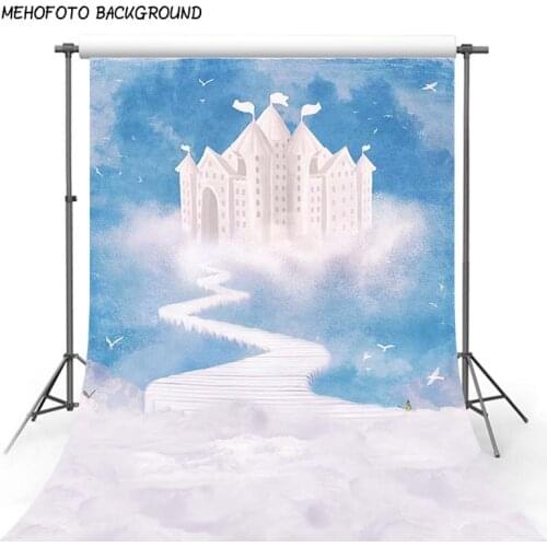 Fairytale Photography Backdrops 5x7 Blue Sky White Castle Newborn Photography Background Cloth Customized Baby Birthday Party