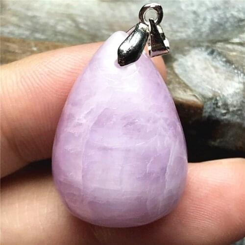 Top Natural Purple Kunzite Stone Pendant Jewelry For Women Man Crystal Healing Silver 28x19x10mm Beads Water Drop Gemstone AAAAA