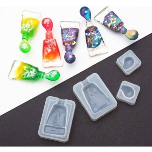 Simulated Squeezed Pigment Paint Tube Resin Mold Keychain Pendant UV Resin Epoxy Resin Silicone Mold Jewelry Making Tool