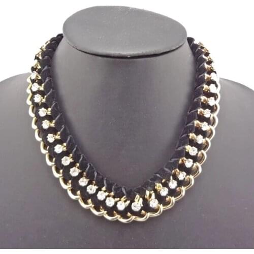 Punk style gold chain diamond necklace aristocratic temperament lady sexy birthday party gift jewelry accessories