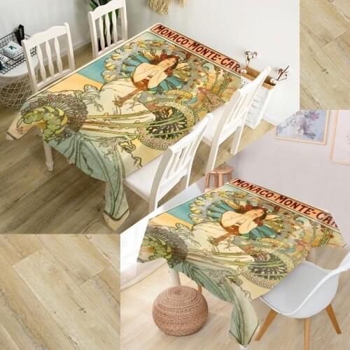 Custom Alphonse Mucha Tablecloth Waterproof Oxford Fabric Square/Rectangular Tablecloth For Wedding Table Cloth Cover TV Covers