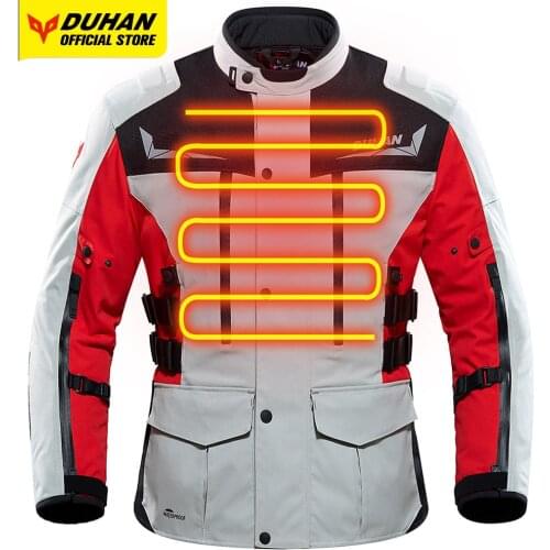 DUHAN Motorcycle Heating Jacket Men Motocross Jacket Waterproof Winter Moto Cycling Chaqueta Body Protection Cold-proof Suit