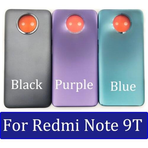 For Xiaomi Redmi Note 9T Battery Back Cover Panel Rear Door Housing Case With Volume Power Button Side Key With Logo