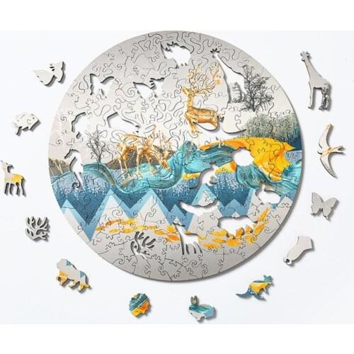 152 Pcs/Set Wooden Puzzles Jigsaw For Adult Unique Shape Animal Lovely 3D Puzzle For Kids Educational Puzzle Interactive Gifts