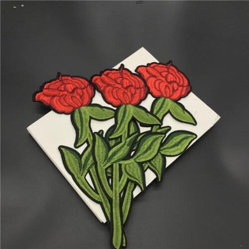 20pcs Floral Patches parches Rose Flower Backing Embroidered Iron On Patch For Clothing Appliqued Celeb Dress Fabric Patchwork