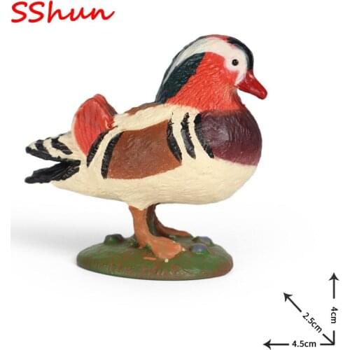 4.5*2.5*4cm solid simulation wild animal model childrens cognitive plastic toy mandarin duck and official duck scene decoration