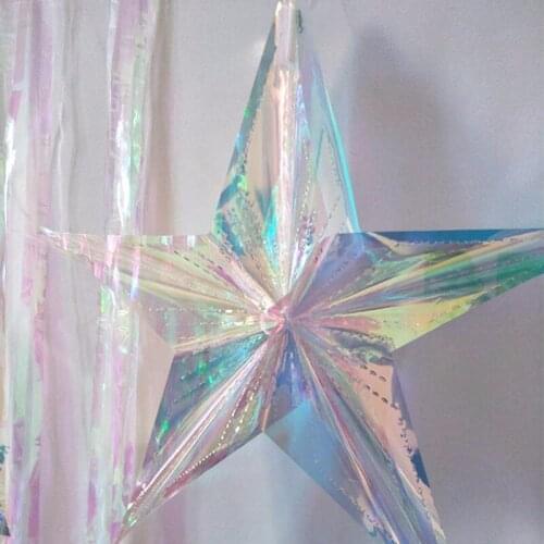 5 PCS 40cm Rainbow Metallic Tinsel Curtains Foil Star Garland Door Window Decoration for Birthday Wedding Xmas Party Event Decor