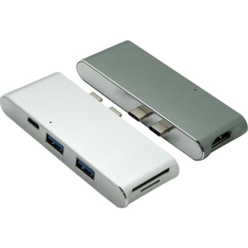 5pcs/lot 6 in 1 2 USB Type C HUB with Daul 2 Type C Charging Port 4K HDMI SD/Micro SD Card Reader 2 USB 3.0 HUB for MacBook Pro