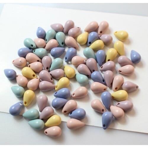 Spring style 50pcs/lot color printing geometry water drop shape acrylic beads diy jewelry earring/bracelet pendant accessory