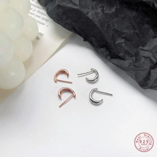 925 Sterling Silver European Simple Curved Hook Arc Crescent Stud Earrings Women Punk Hip Hop Trend Party Jewelry Gift