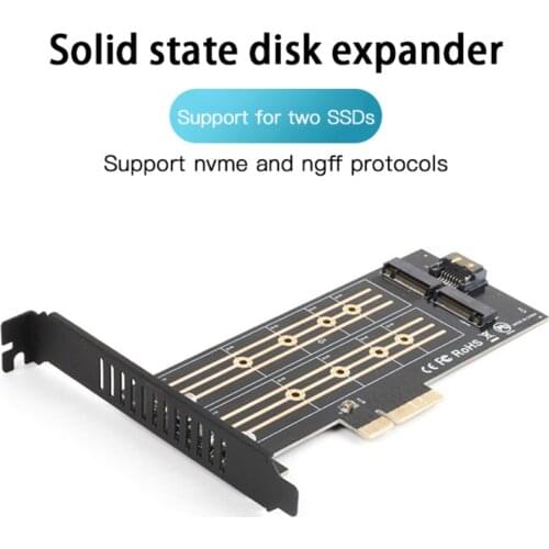 M.2 NVMe SSD NGFF TO PCIE 3.0 X4 4X Adapter, M Key B KEY Dual Interface Card For 2230/2242/2260/2280 SSD M2 Riser Card Adapter