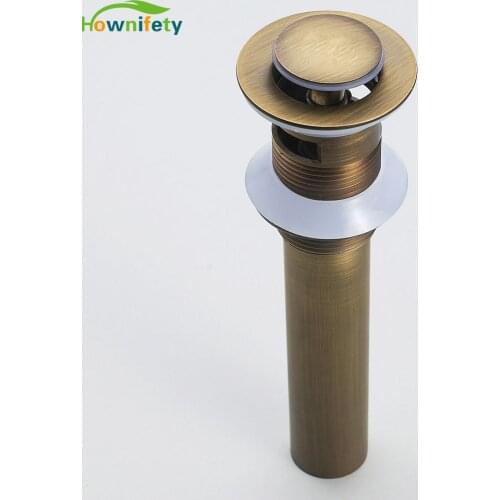 Antique Brass Solid Brass Basin Pop Up Drain Bathroom Strainer With Overflow