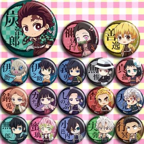Brdwn Demon Slayer: Kimetsu no Yaiba Kamado Tanjirou Kamado Nezuko Agatsuma Zenitsu Hashibira Inosuke Cosplay Badge #A