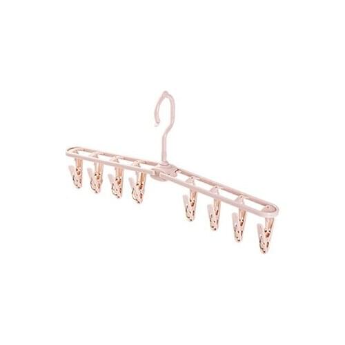Household multi clip clothes hanger folding multi-functional portable plastic underwear windproof clip clothes hanger