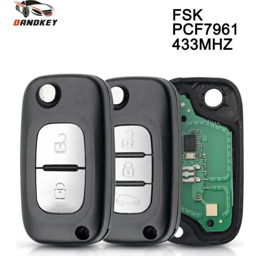 Dandkey 2/3 Buttons PCF7961 Chip 433MHz FSK Flip Car Remote Key For Renault Scenic III Megane III Fluence 2009-2015 VA2 Blade