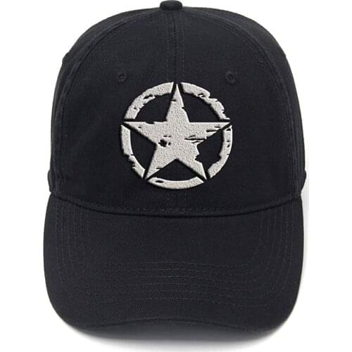 Lyprerazy Army Military Star Washed Cotton Adjustable Men Women Unisex Hip Hop Cool Flock Printing Baseball Cap