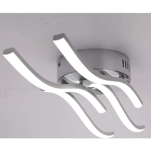 Curved Design LED Ceiling Lamp, Modern Fixture for Bar, Restaurant, Bedroom, Living Room, 24W 12W 18W, AC85-265V, 2/3/4 Lights